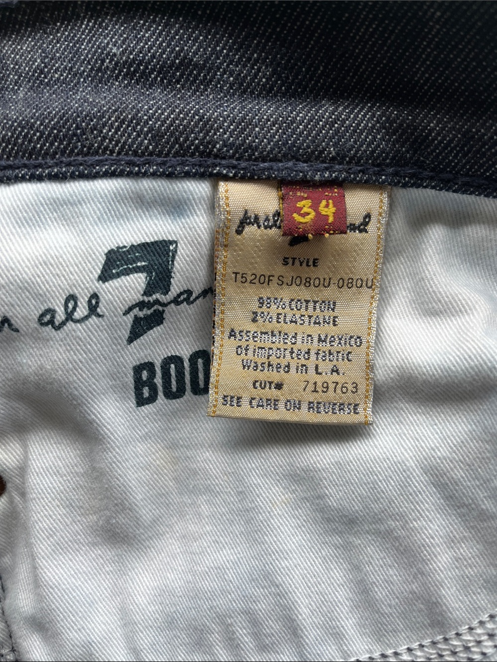 7 For All Mankind Boot Cut Dark Indigo Jeans 34 - Picture 6 of 9